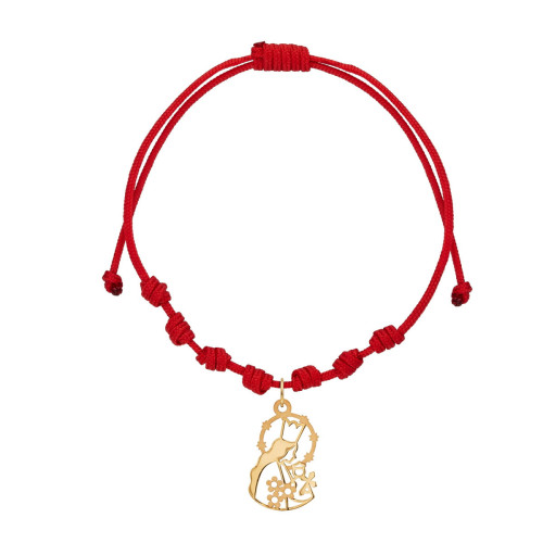 Pulsera 7 nudos nylon rojo colgante virgen de desamparados