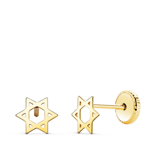 Pendientes bebe Oro 18k estrella david