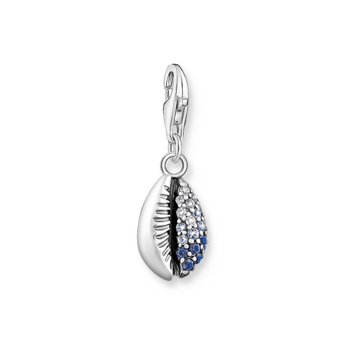 Colgante Charm concha plata con piedras azules