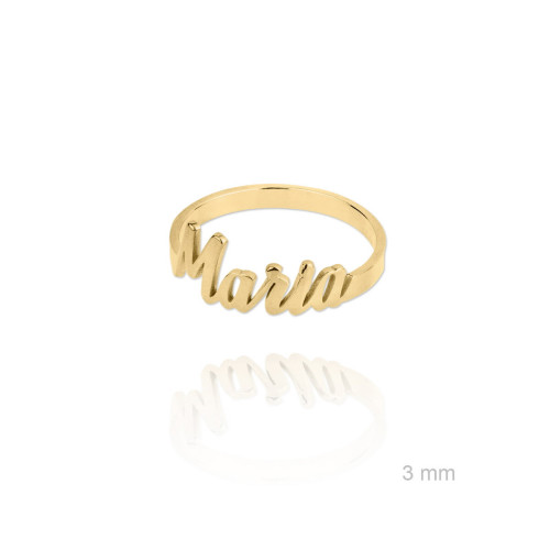 Anillo con Nombre Personalizado en Plata de Ley 925 Dorada