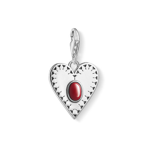 Colgante Charm corazón con piedra roja