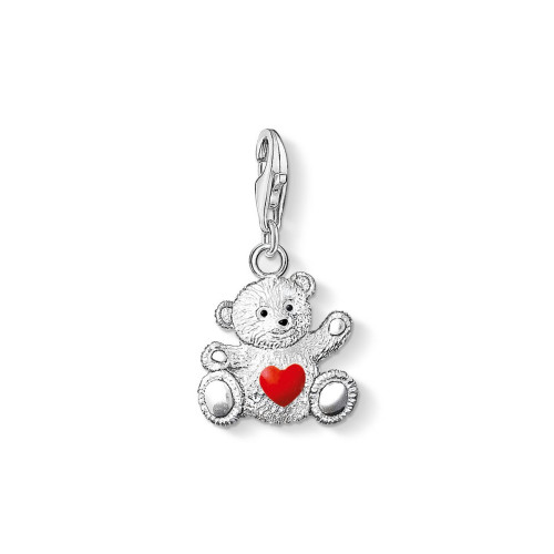 Colgante charm osito con corazón rojo