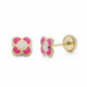 Pendientes bebe Oro 18k flor rosa