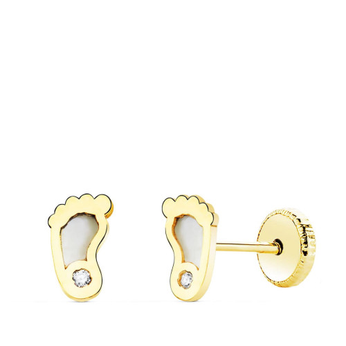 Pendientes bebe Oro 18k forma pies