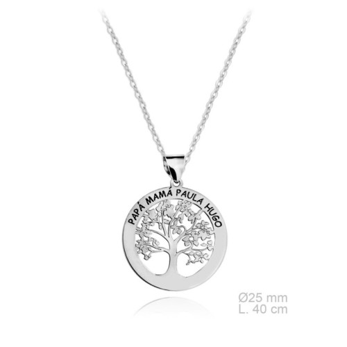 Collar plata árbol de la vida con nombre