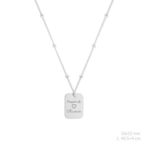 Collar personalizable plata rectangular