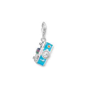 Colgante charm plata turquesa forma cámara