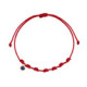 Pulsera 7 nudos nylon rojo con circonita azul