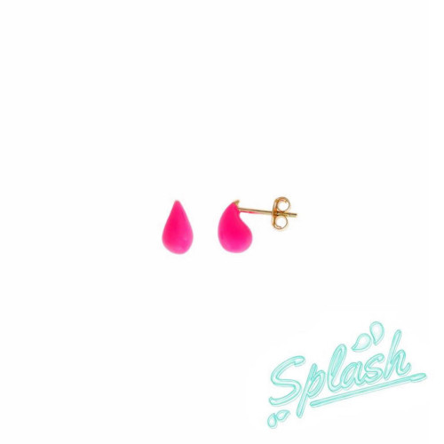 Pendientes colores gota plata esmalte fucsia 213A0538