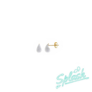 Pendientes Salvatore plata dorada gota esmalte blanco