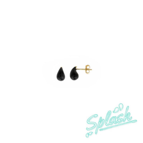 Pendientes Salvatore plata dorada gota esmalte negro