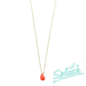 Collar Salvatore plata dorada gota esmalte coral