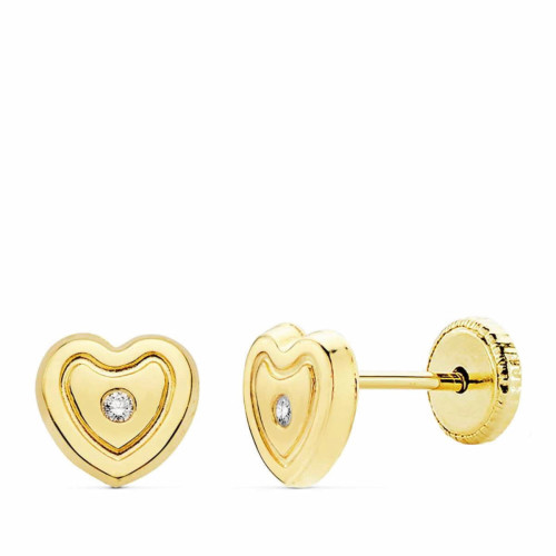 Pendientes bebe Oro 18k corazón 18972