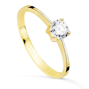Anillo de Compromiso Solitario de Oro Amarillo 18k con Circonita de 5 mm