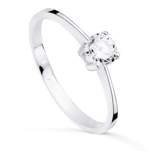 Anillo de Compromiso Solitario de Oro Blanco 18k con Circonita de 5 mm