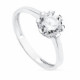 Anillo de Compromiso Solitario de Oro Blanco 18k con Circonita de 7 mm y Ocho Garras