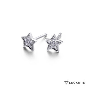 Pendientes oro blanco estrella diamantes Lecarré