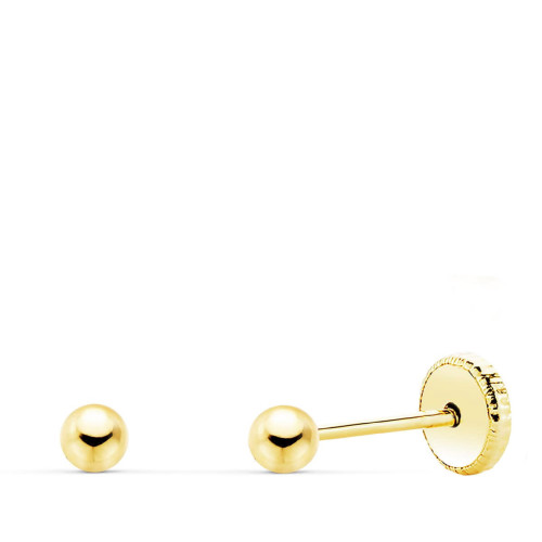 Pendientes bebe Oro amarillo 18k redondos 3 mm