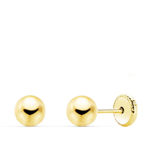 Pendientes Oro amarillo 18k redondos 5 mm