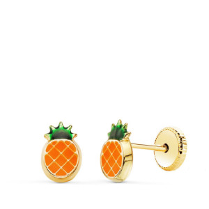 Pendientes bebe Oro 18k forma piña