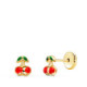 Pendientes de Bebé con Cerezas y Esmalte en Oro Amarillo de 18 Quilates Pendientes de Bebé con Cerezas y Esmalte en Oro Amarillo de 18 Quilates
