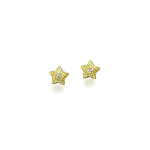 Pendientes Oro Estrella Circonita Presión 18K Joyas