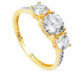 Anillo de Compromiso Tresillo de Oro Amarillo 18k con Tres Circonitas Anillo de Compromiso Tresillo de Oro Amarillo 18k con Tres Circonitas