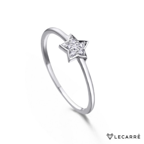 Anillo oro blanco estrella diamantes Lecarré