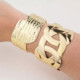 Brazalete Dorado Acero Inoxidable Estilo Orgánico