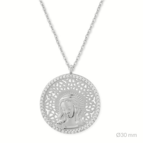 Collar de plata con medalla Virgen María