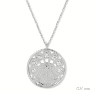 Collar de plata con medalla Virgen del Rocio