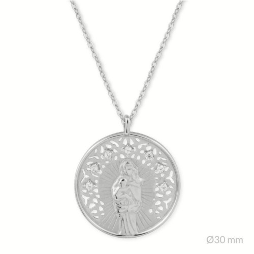 Collar de plata con medalla Virgen de la Alegría