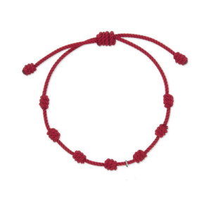 Pulsera roja 7 nudos para inicial, número, símbolo o nombre plata