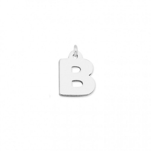 Colgante charm plata lisa inicial B