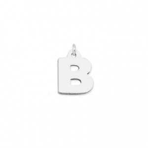 Colgante charm plata lisa inicial B