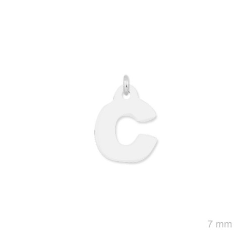 Colgante charm plata lisa inicial C