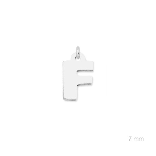 Colgante charm plata lisa inicial F