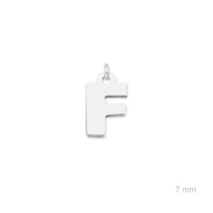 Colgante charm plata lisa inicial F