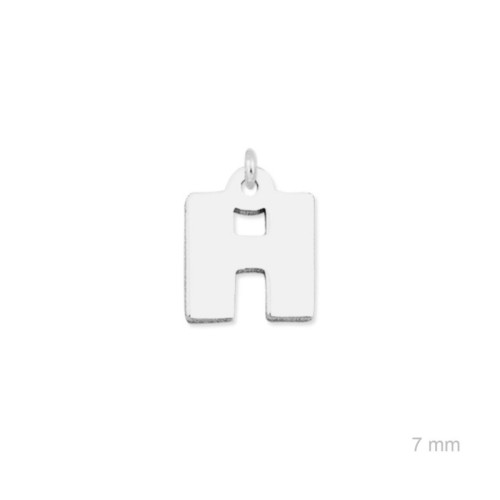 Colgante charm plata lisa inicial H