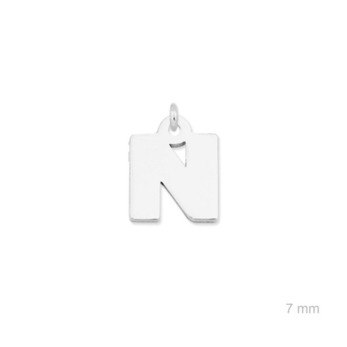 Colgante charm plata lisa inicial N