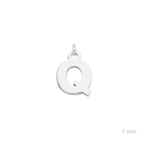 Colgante charm plata lisa inicial Q