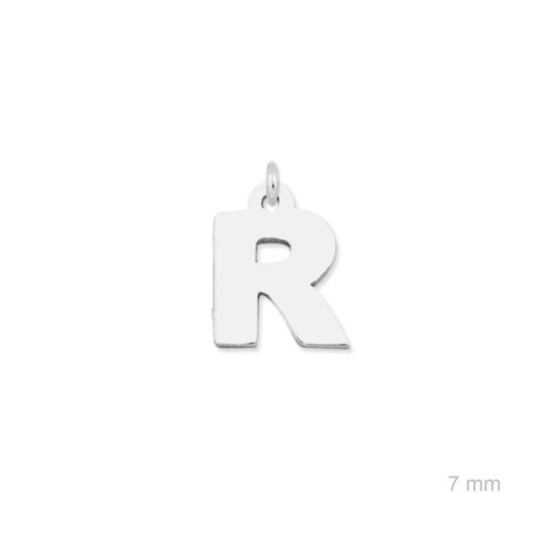 Colgante charm plata lisa inicial R