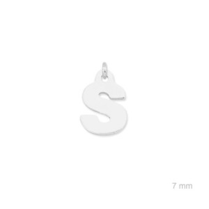 Colgante charm plata lisa inicial S