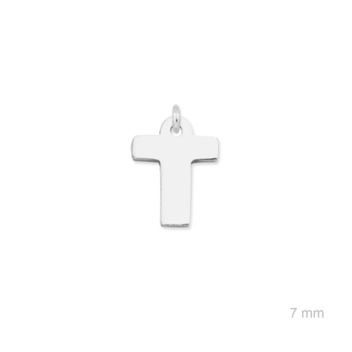 Colgante charm plata lisa inicial T