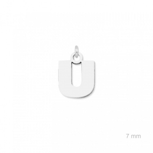 Colgante charm plata lisa inicial U