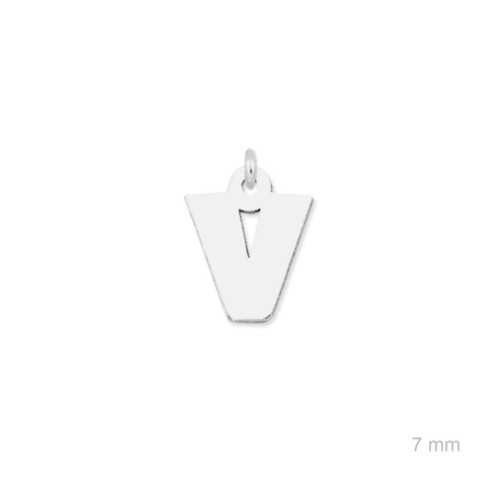 Colgante charm plata lisa inicial V