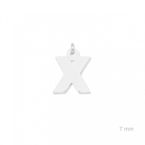 Colgante charm plata lisa inicial X