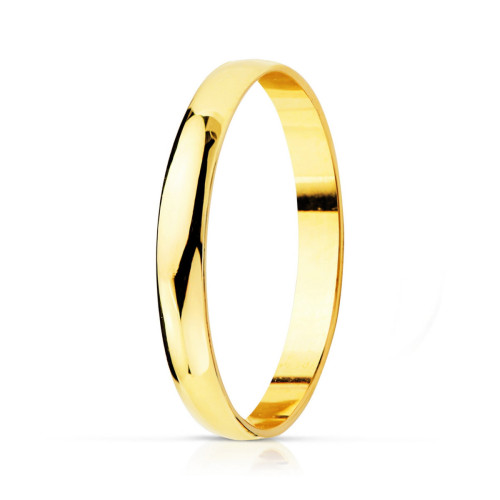 Alianza de Boda de Oro 18k de 3 mm Media Caña Pulida Brillo