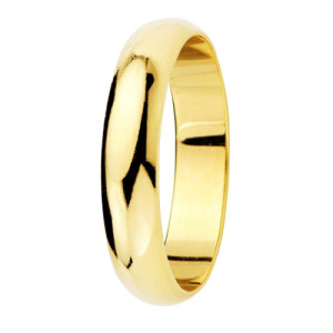 Alianza de Boda de Oro 18k de 4 mm Media Caña Pulida Brillo