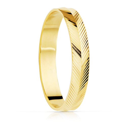 Alianza de Boda de Oro 18k de 3,5 mm Tallada en Espiga
